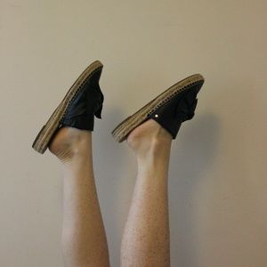 Black Leather Espadrilles